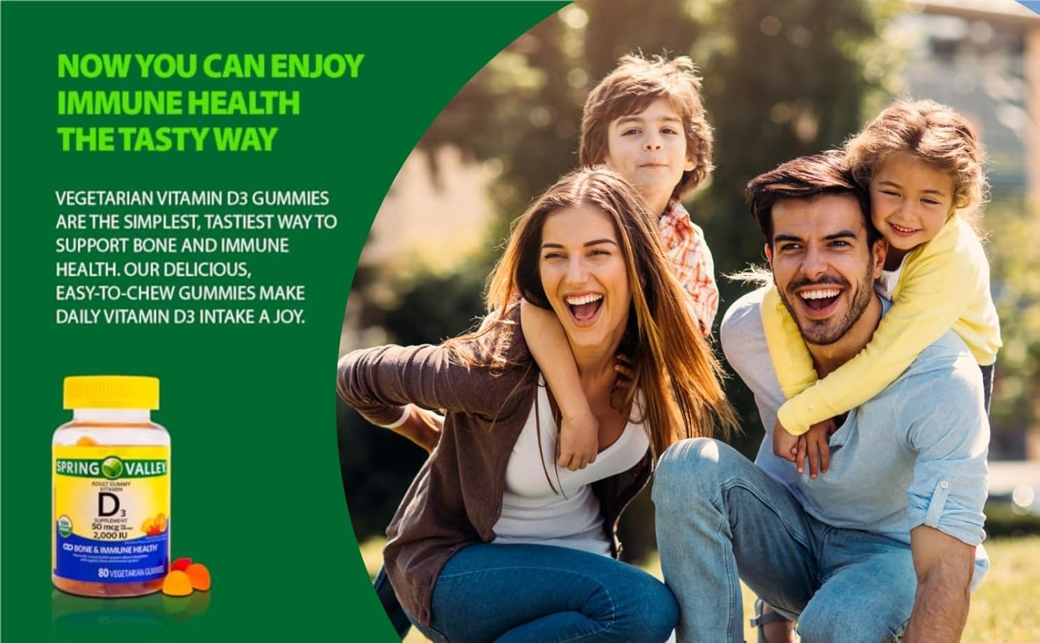 Spring Valley Vitamin D3 Gummy, 2000 IU, 80 Ct + Vitamins & Minerals for Immune & Bone Health - Orange, Lemon & Strawberry - LightSpring Guide©