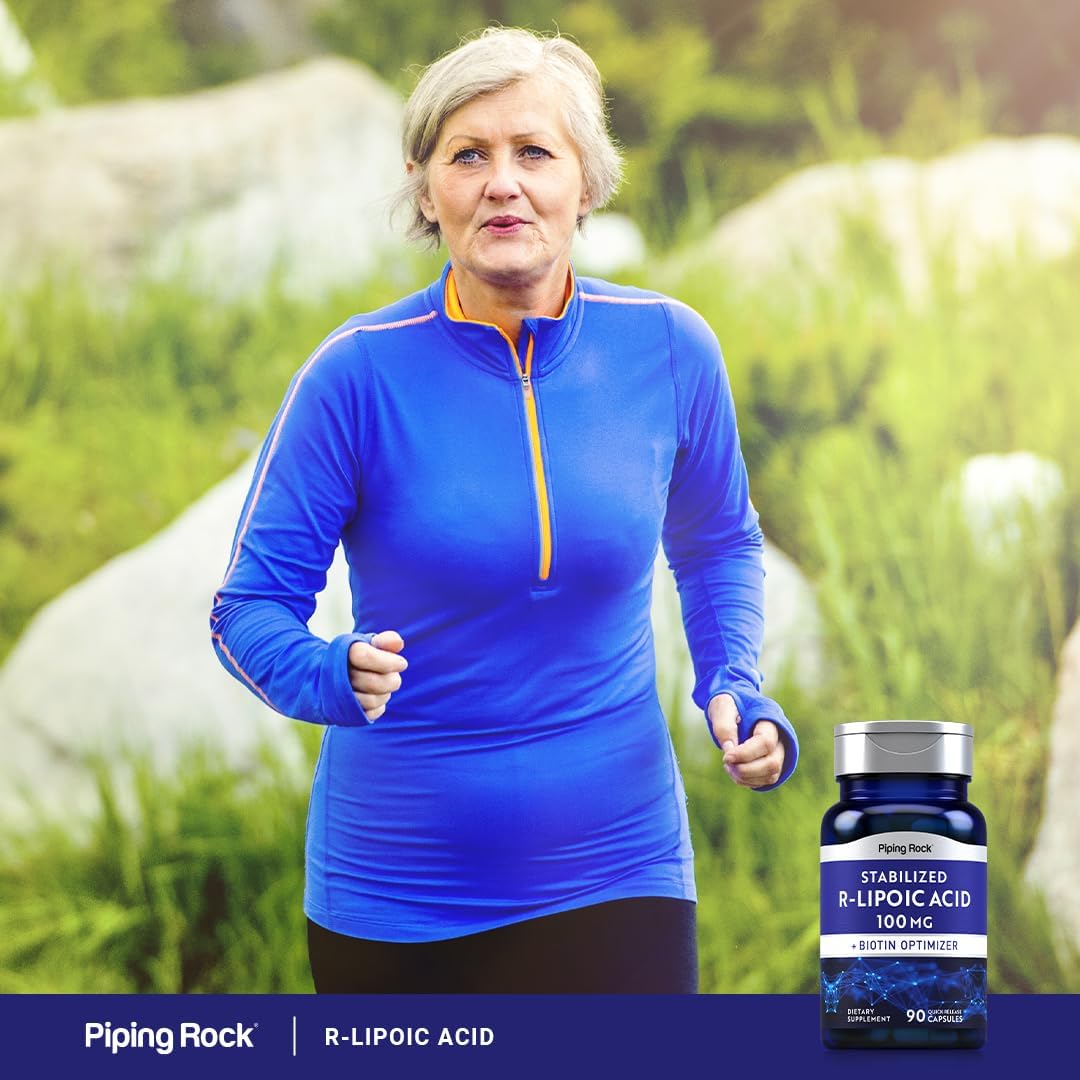 Stabilized R-Lipoic Acid 100mg Capsules with Biotin Optimizer - 90 Count | Non-GMO, Gluten Free