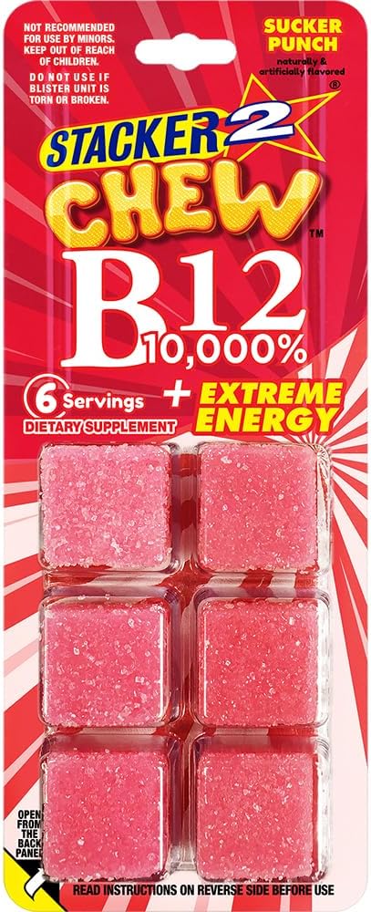 STACKER 2 Stacker2 Chewable B12 Gummies - 10,000% Daily Value - 6 Pack