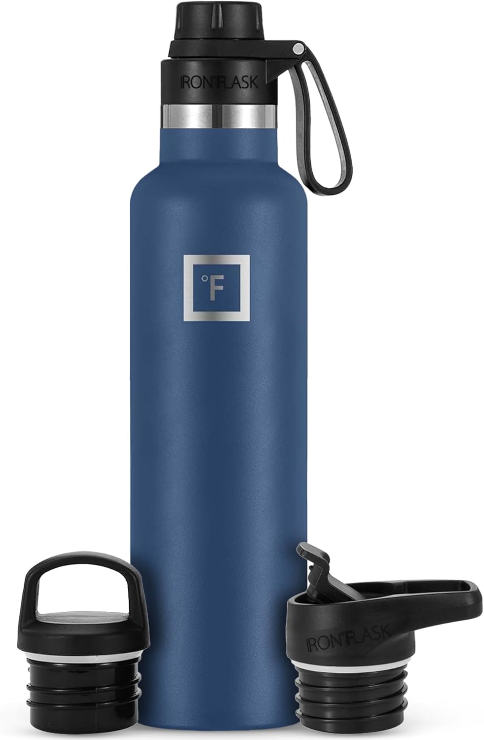 Stainless Steel Camping & Hiking Canteen with 3 Lids, Vacuum Insulated, Leak Proof, Hot & Cold, 24 Oz - Twilight Blue