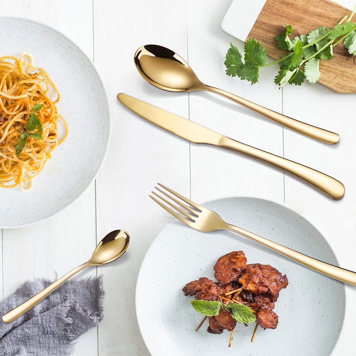 Stainless Steel Cutlery Set for 1 with Case - Reusable Knife Fork Spoon Set for Work - 3 Piece Gold Flatware Set by MURRI&MURRDI