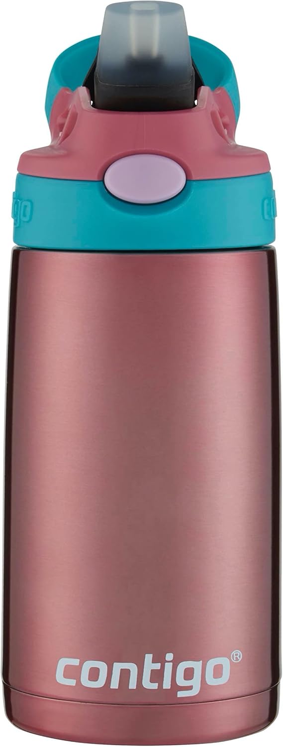 Stainless Steel Kids Water Bottle with Straw and AUTOSPOUT Lid, 13oz Capacity