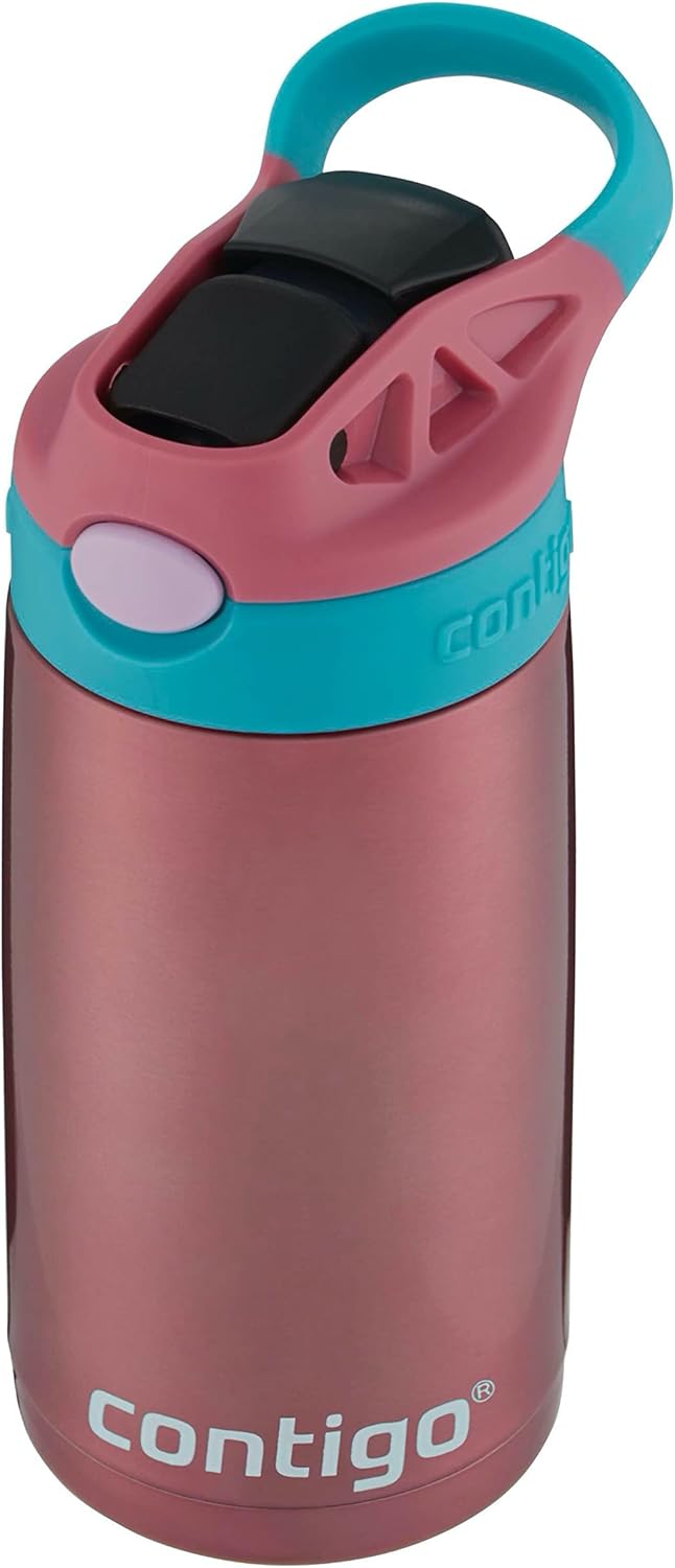 Stainless Steel Kids Water Bottle with Straw and AUTOSPOUT Lid, 13oz Capacity