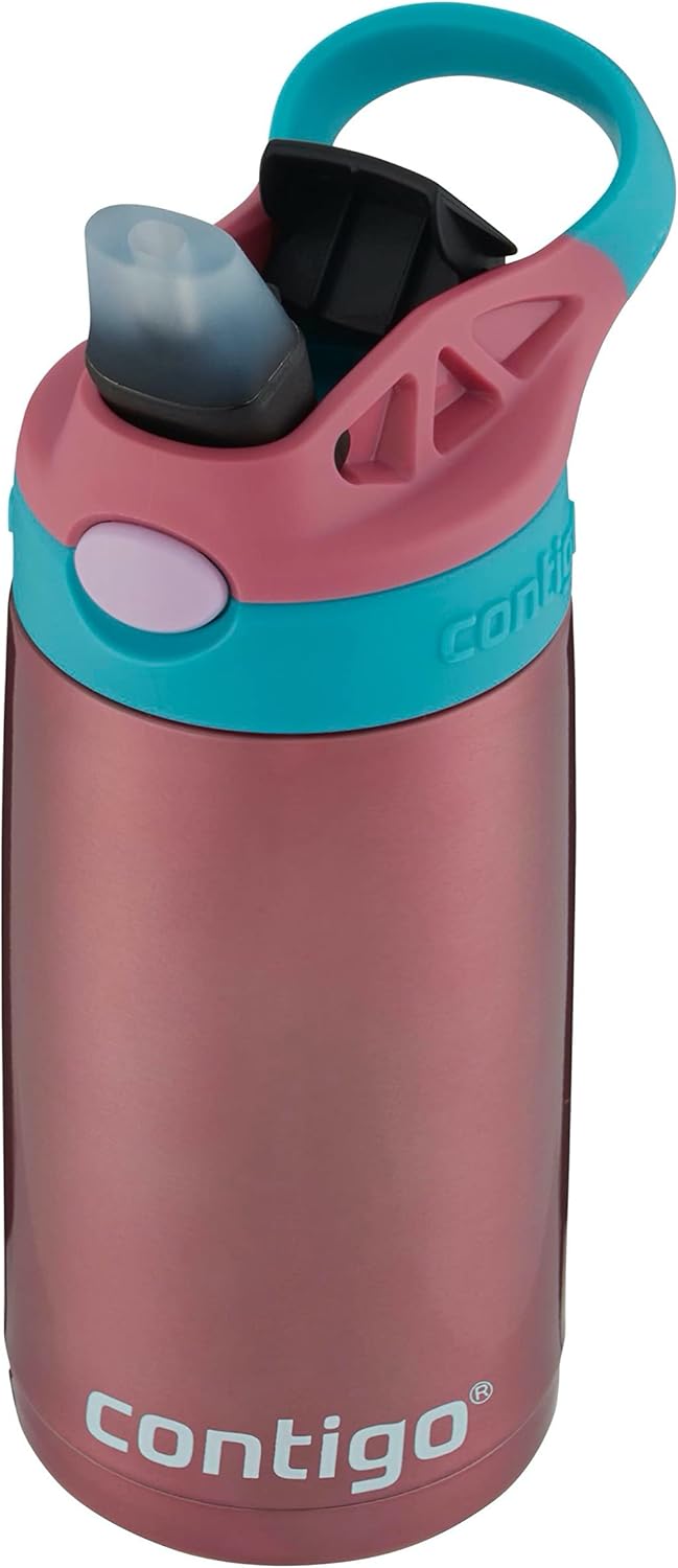 Stainless Steel Kids Water Bottle with Straw and AUTOSPOUT Lid, 13oz Capacity