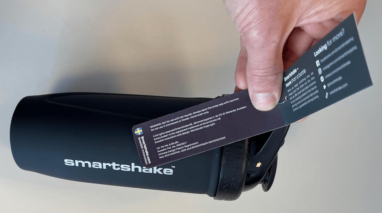 Stainless Steel Smartshake Rockband Reforce Protein Shaker Bottle 900ml with Leakproof Lid - BPA Free - Slayer Logo