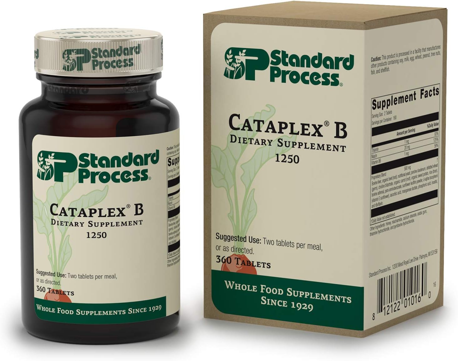 Standard Process Cataplex B - Whole Food Formula for Heart Health, Metabolism, and Cholesterol - 360 Tablets