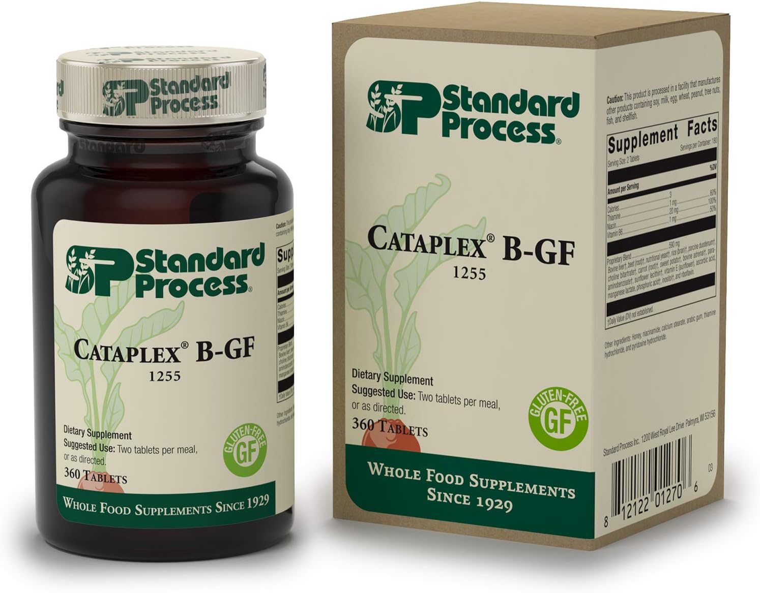 Standard Process Cataplex B GF - Gluten-Free Whole Food Formula for Metabolic, Cardiovascular, and Nervous System Health - 360 Tablets