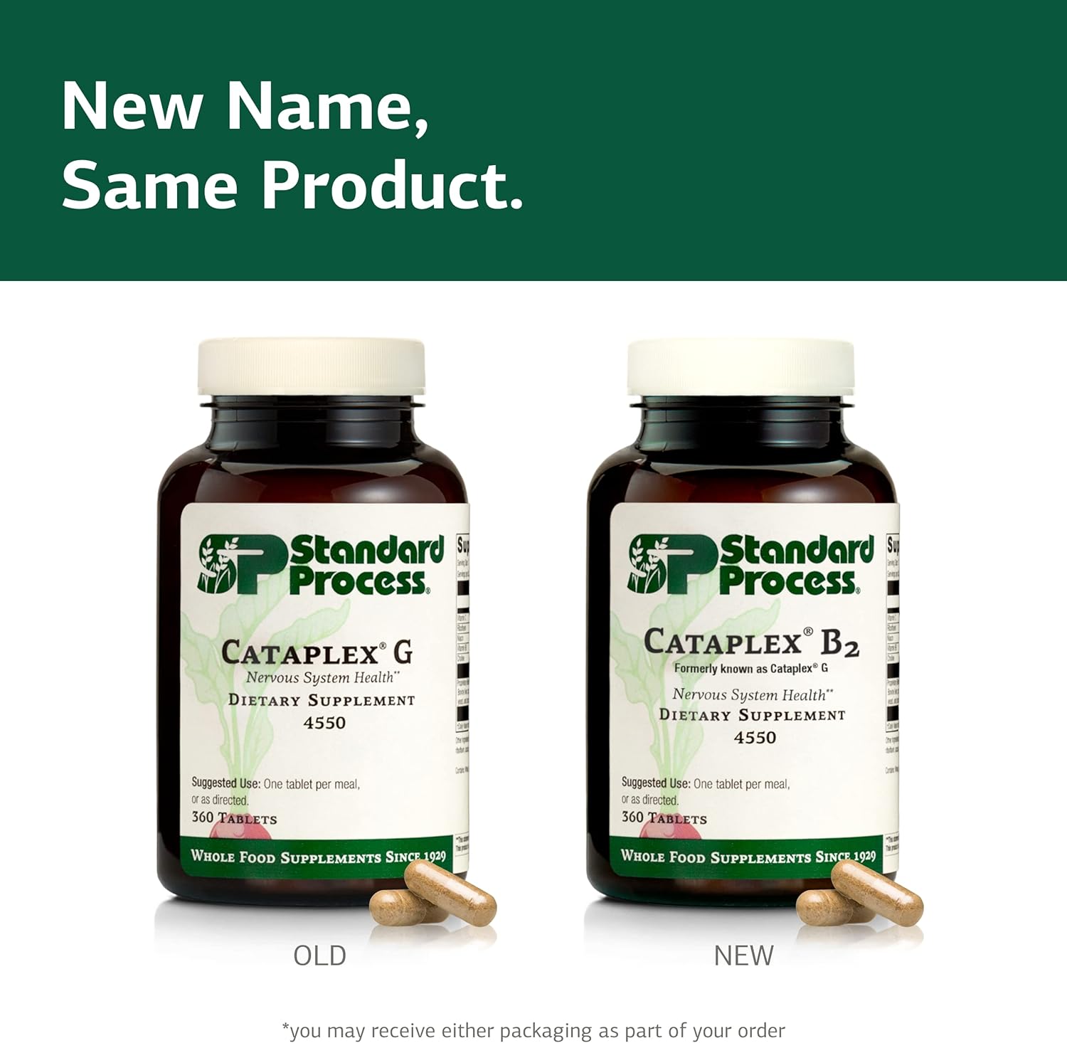 Standard Process Cataplex B2 - Whole Food Nervous System Support Supplement with Calcium, Riboflavin, Choline - 360 Tablets