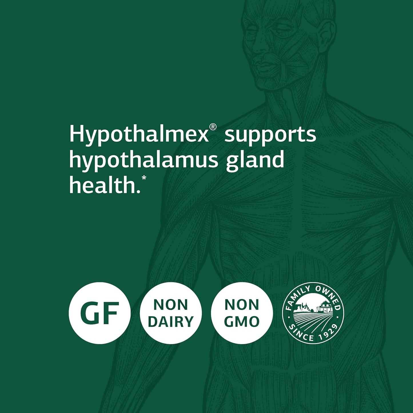 Standard Process Hypothalmex - Whole Food Brain Support Supplement - 60 Tablets with Magnesium Citrate and Calcium