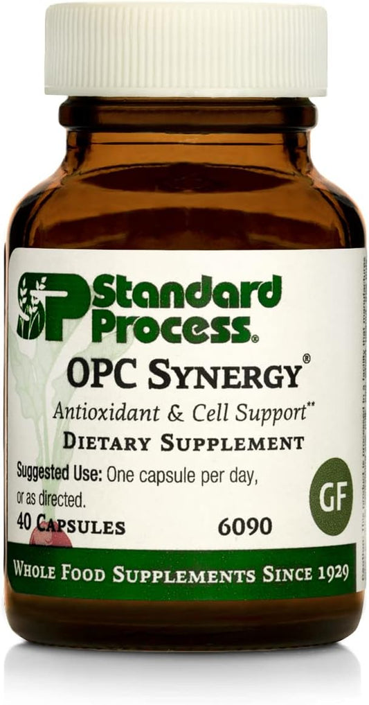 Standard Process OPC Synergy Capsules - Natural Cognitive and Brain Health Support with Bilberry, Grape Seed Extract, and Green Tea Powder - 40 Count