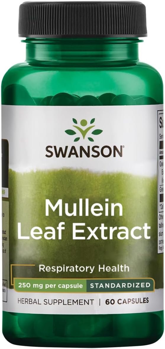 Standardized Mullein Leaf Extract Capsules - 250mg, 60 Count