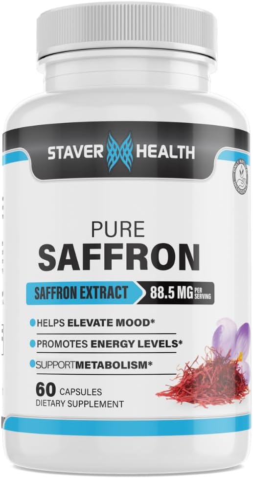 Staver Health Saffron Extract Capsules - 88.5mg, 60 Veggie Caps - Mood and Energy Booster
