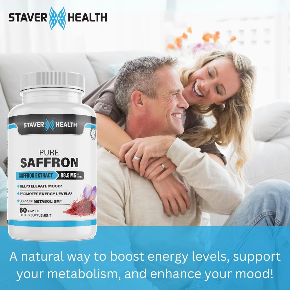 Staver Health Saffron Extract Capsules - 88.5mg, 60 Veggie Caps - Mood and Energy Booster