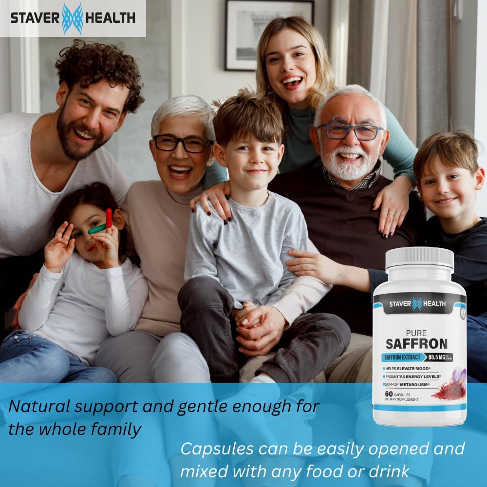Staver Health Saffron Extract Capsules - 88.5mg, 60 Veggie Caps - Mood and Energy Booster