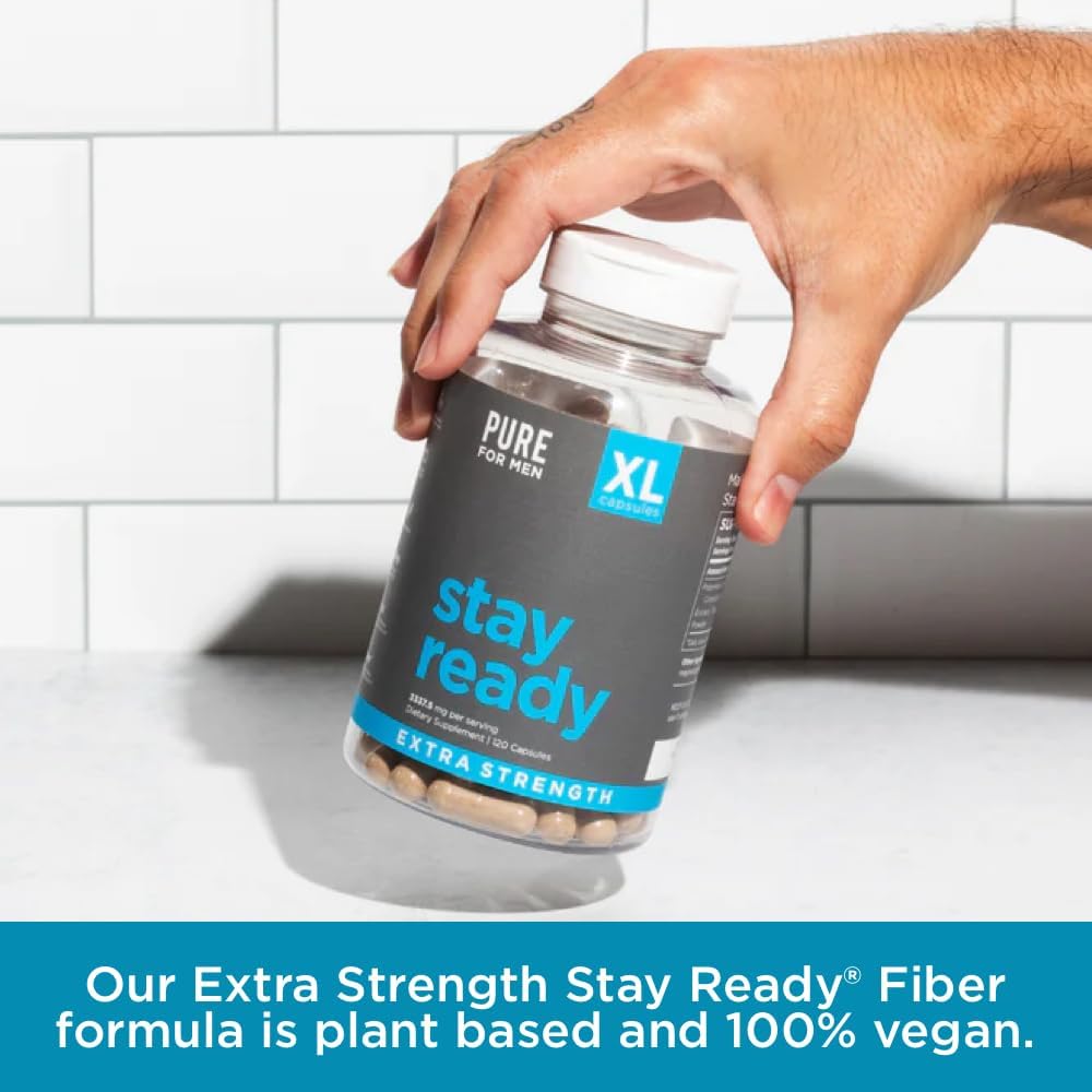 Stay Ready Fiber Extra Strength Supplement for Digestive Regularity & Gut Health Support - 120 Vegan Capsules