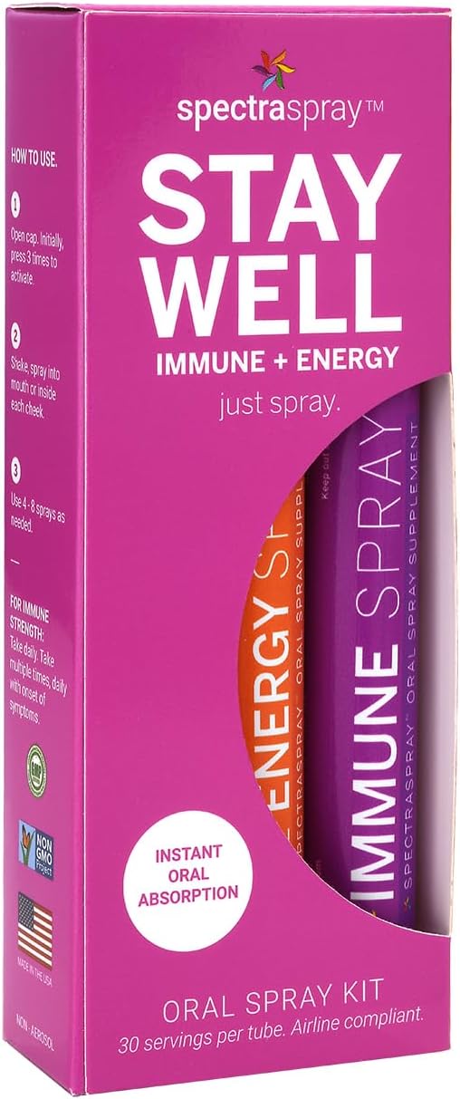 Stay Well Immune Boost Kit - B12 & Immune Support Spray for Recovery & Energy, Vegan & Gluten Free - Vitamin C, E, Zinc + Lysine