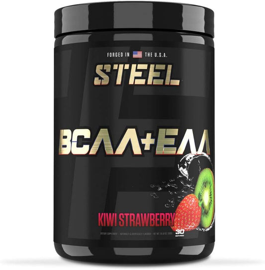 Steel Supplements BCAA EAA Powder - Kiwi Strawberry Flavor | Boosts Lean Muscle Growth and Workout Stamina | 2:1:1 Ratio for Faster Muscle Recovery | 30 Servings