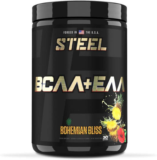 Steel Supplements High Performance BCAA EAA Powder for Lean Muscle Growth and Workout Endurance, 2:1:1 Ratio, 30 Servings