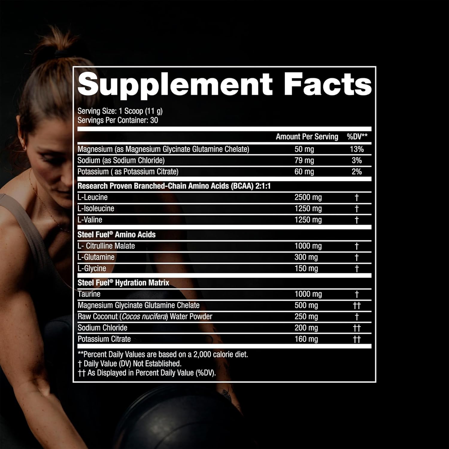 SteelFit Steel Fuel BCAA Electrolyte Powder Blue Raspberry 30 Servings - Sugar-Free Amino Acids for Workout Hydration & Recovery