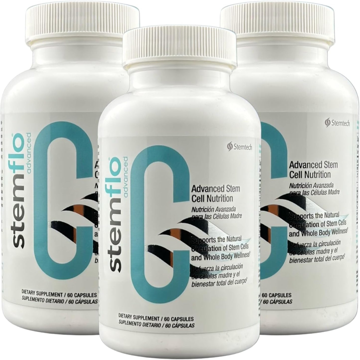 StemTech StemFlo® Advanced Formula 3 Pack - Trans-Resveratrol, Curcumin, & Antioxidants for Health & Longevity