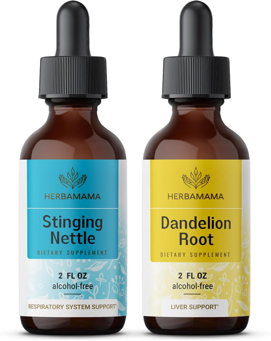Stinging Nettle & Dandelion Root Herbal Liquid Drops Kit - 2 fl oz Bundle - Vegan, Non-GMO, Sugar & Alcohol-Free - 2 Pack