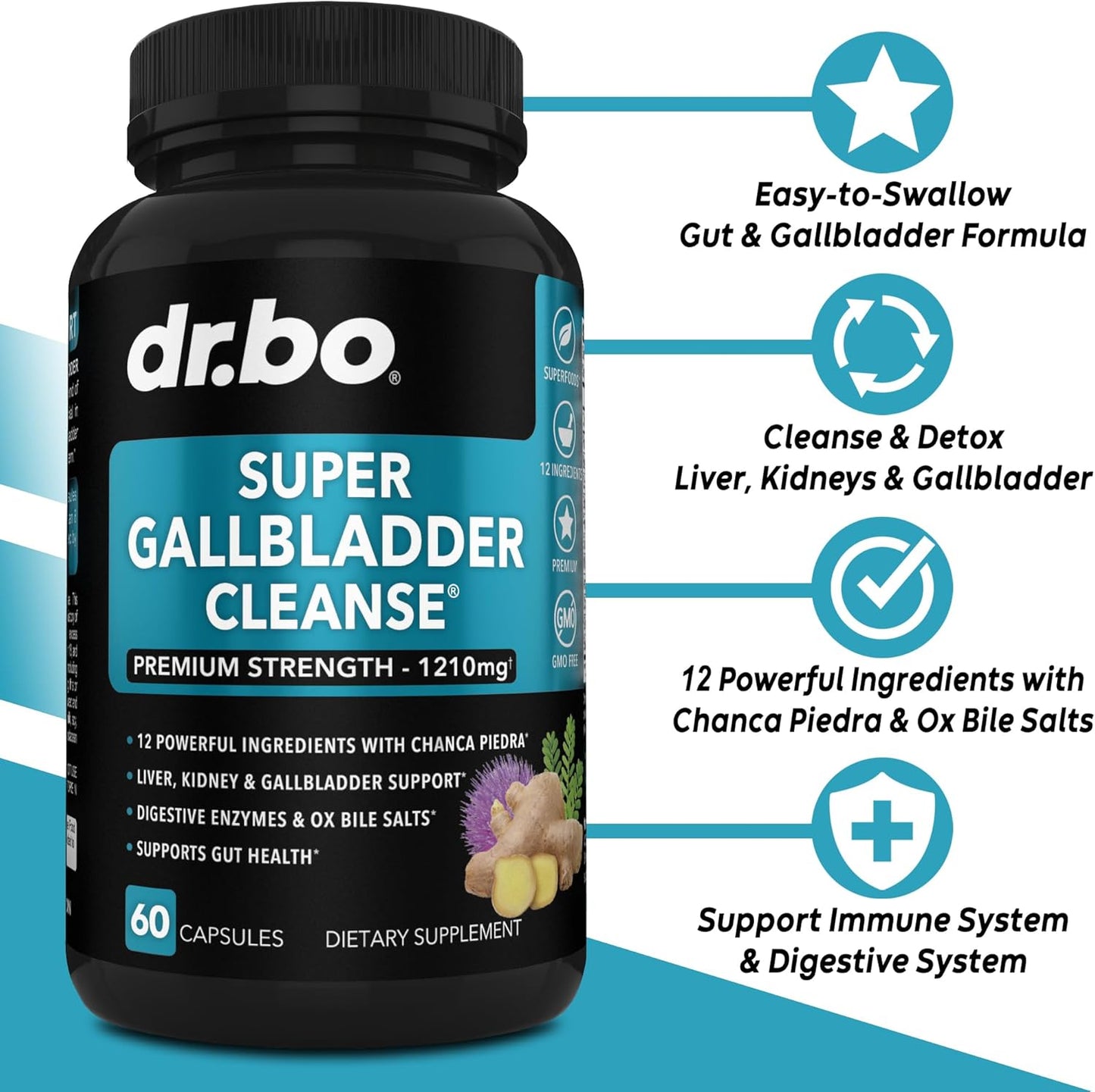 Stone Breaker Chanca Piedra Gallbladder Cleanse - Kidney & Gallbladder Detox with Ox Bile & Betaine HCL - Gallstone Dissolver Liver Flush