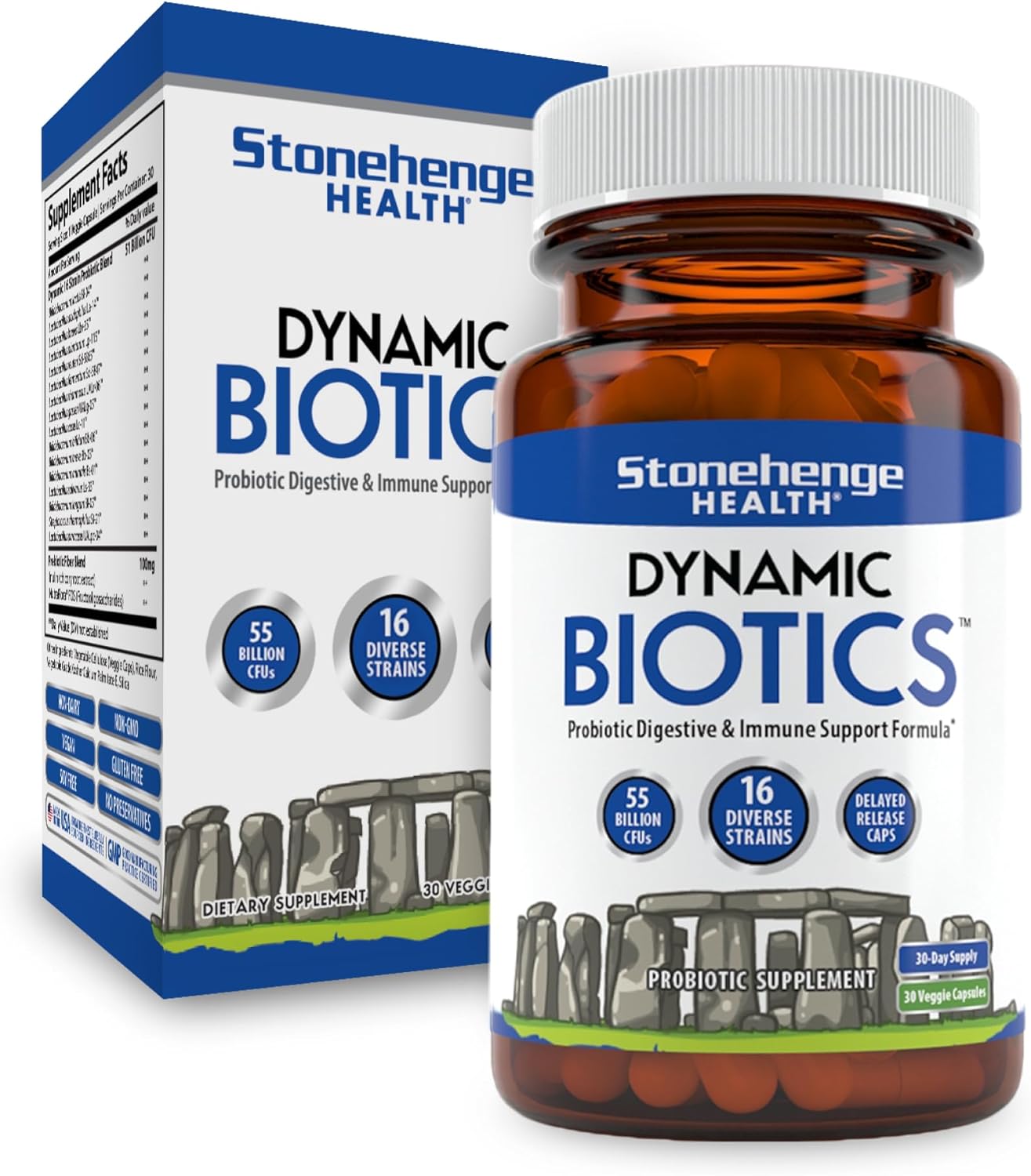 Stonehenge Health Dynamic Biotics Probiotic, Dynamic Brain, and Turmeric Bundle for Energy, Joints, Digestion, and Cognitive Support