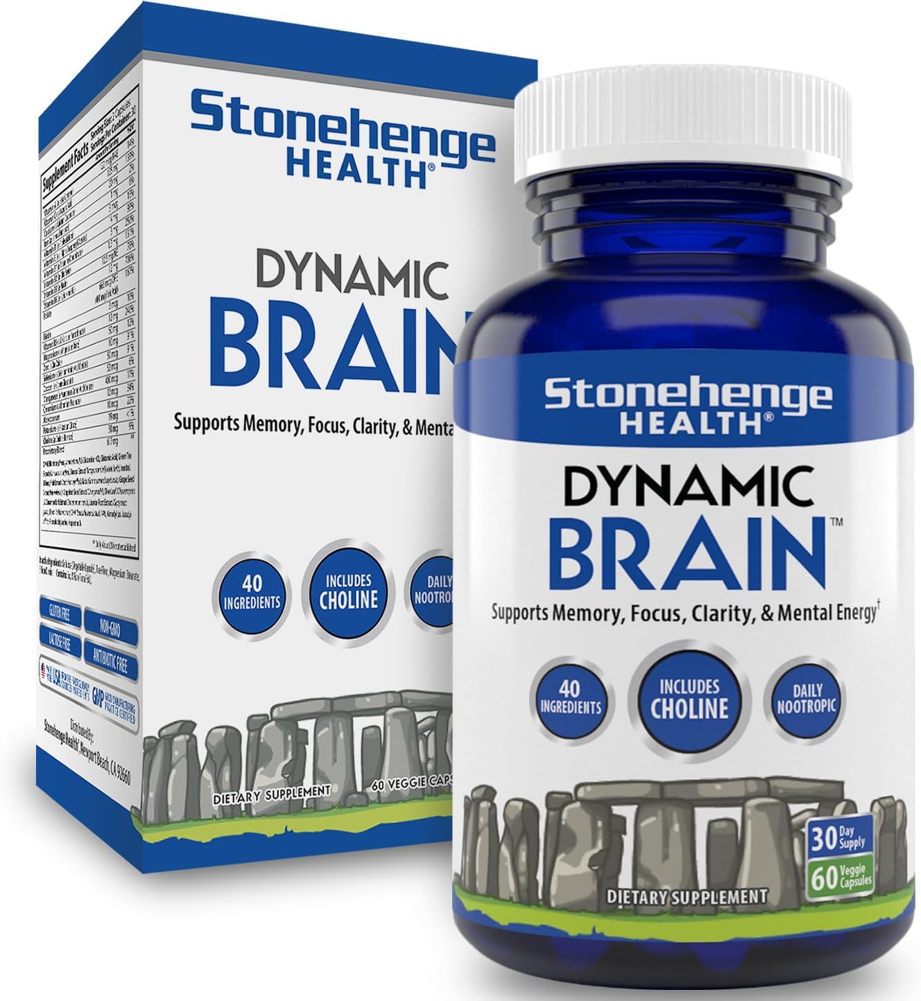 Stonehenge Health Dynamic Biotics Probiotic, Dynamic Brain, and Turmeric Bundle for Energy, Joints, Digestion, and Cognitive Support