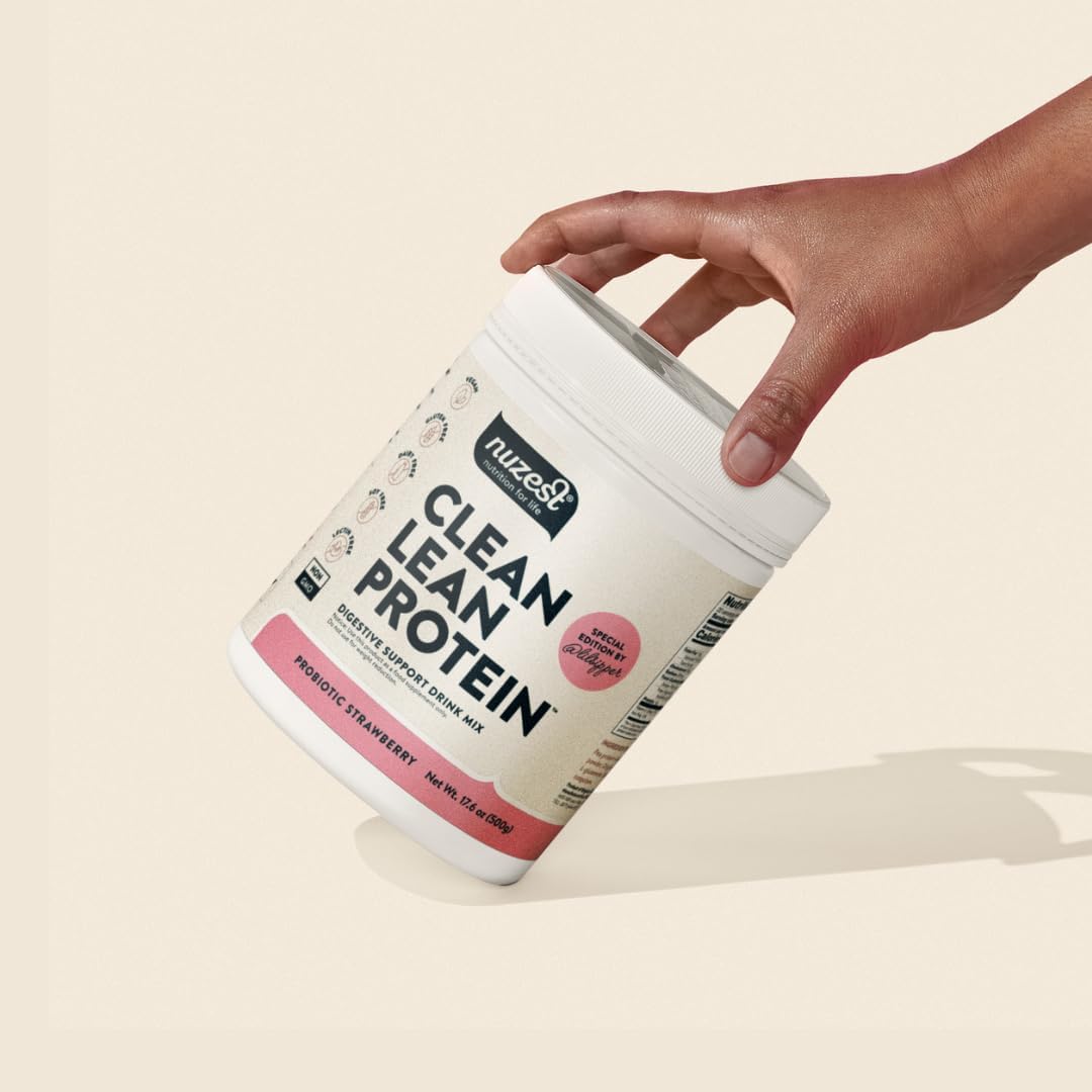 Strawberry Clean Lean Protein Powder with Probiotics for Digestive Health - Plant Based, Vegan Pea Protein - 20 Servings, 1.1 lb - BoostGo Australia