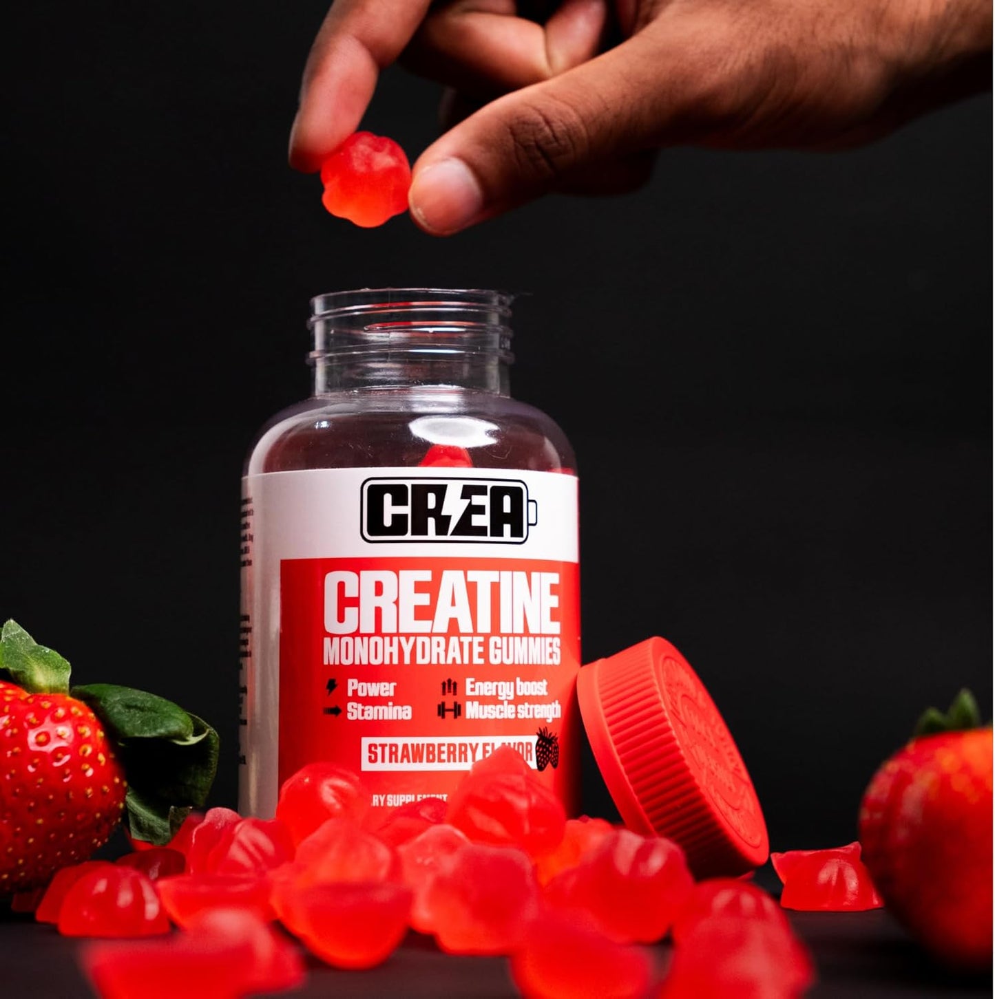 Strawberry Flavor Creatine Monohydrate Gummies - 4500mg, 20 Servings, 60 Gummies