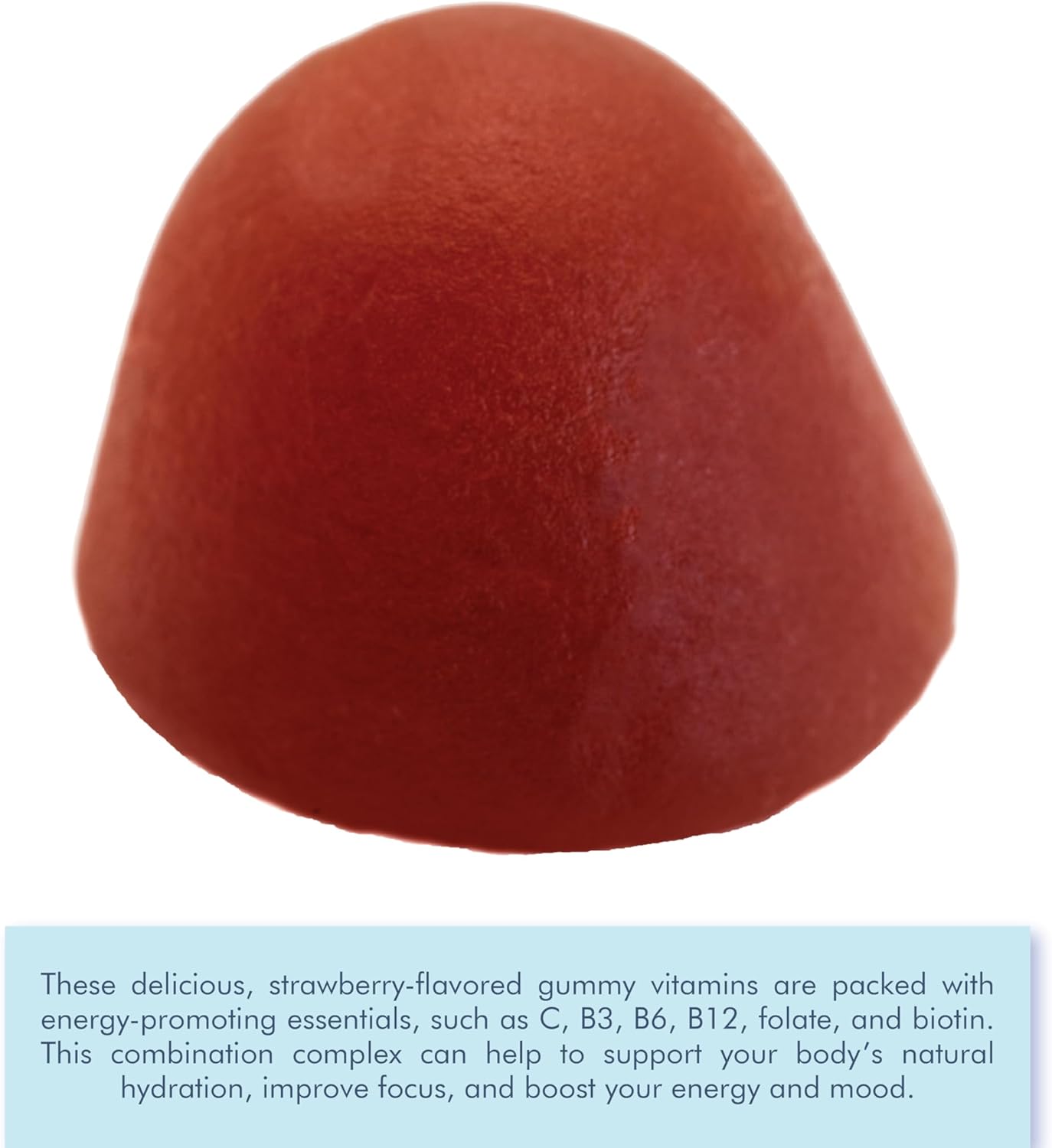 Strawberry Flavored B Complex Vitamin Gummies for Energy - 45 Count, No Artificial Flavors, with B3, B6, B12, and Biotin