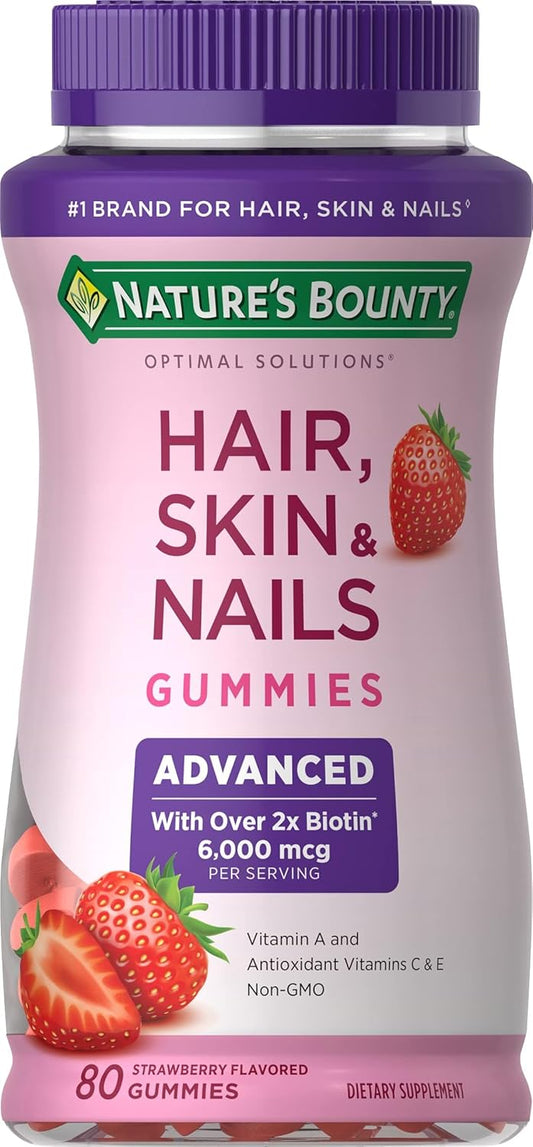 Strawberry Flavored Biotin Gummies for Hair, Skin, and Nails - 80 Count