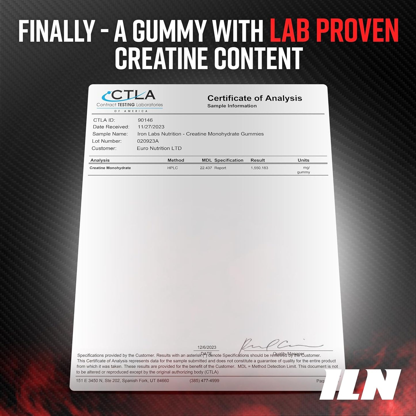 Strawberry Flavored Iron Labs Nutrition Creatine Gummy Bears - 3600mg Per Serving - High Strength Vegan Creatine for Men & Women - 180 Gummies