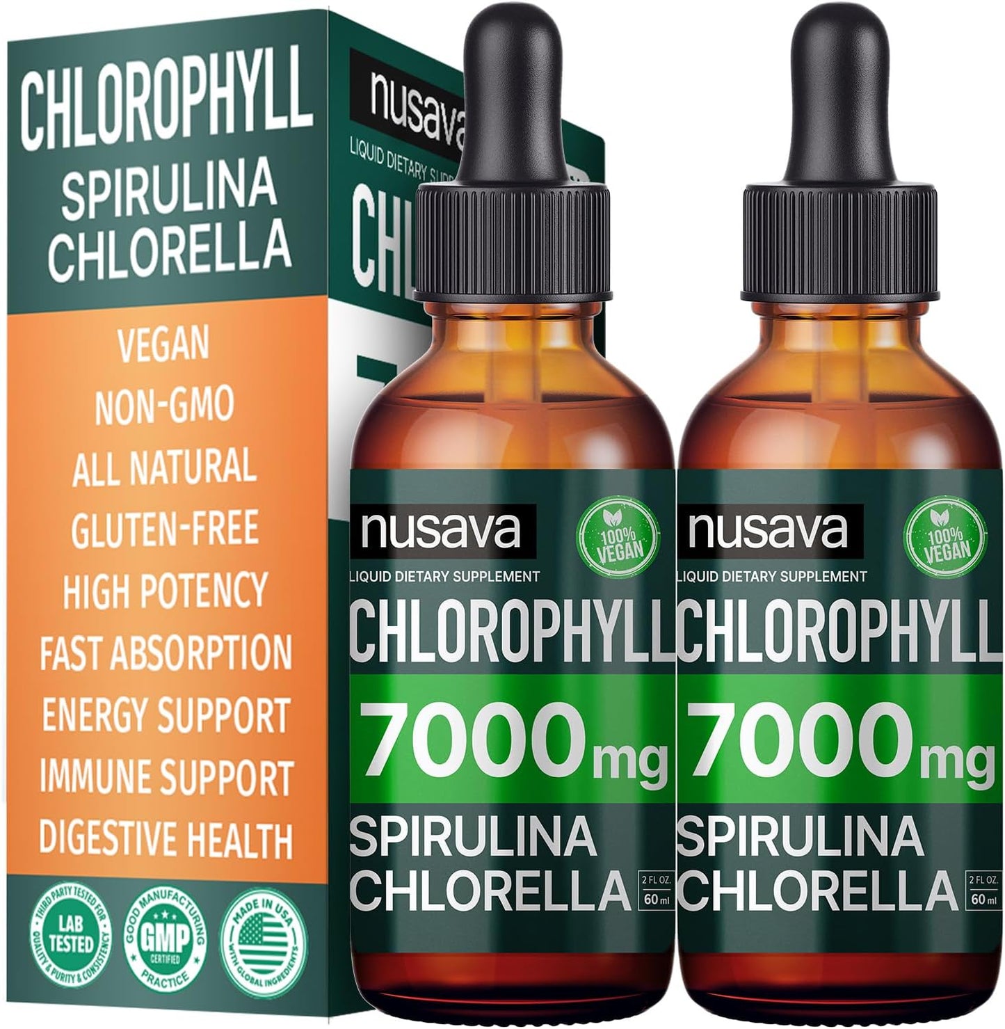 Strawberry Flavored Liquid Vitamin Bundle for Heart, Energy, Brain & Immune Support - D3 K2, Chlorophyll, & B12 Drops - Non-GMO, Gluten-Free - 2 Pack