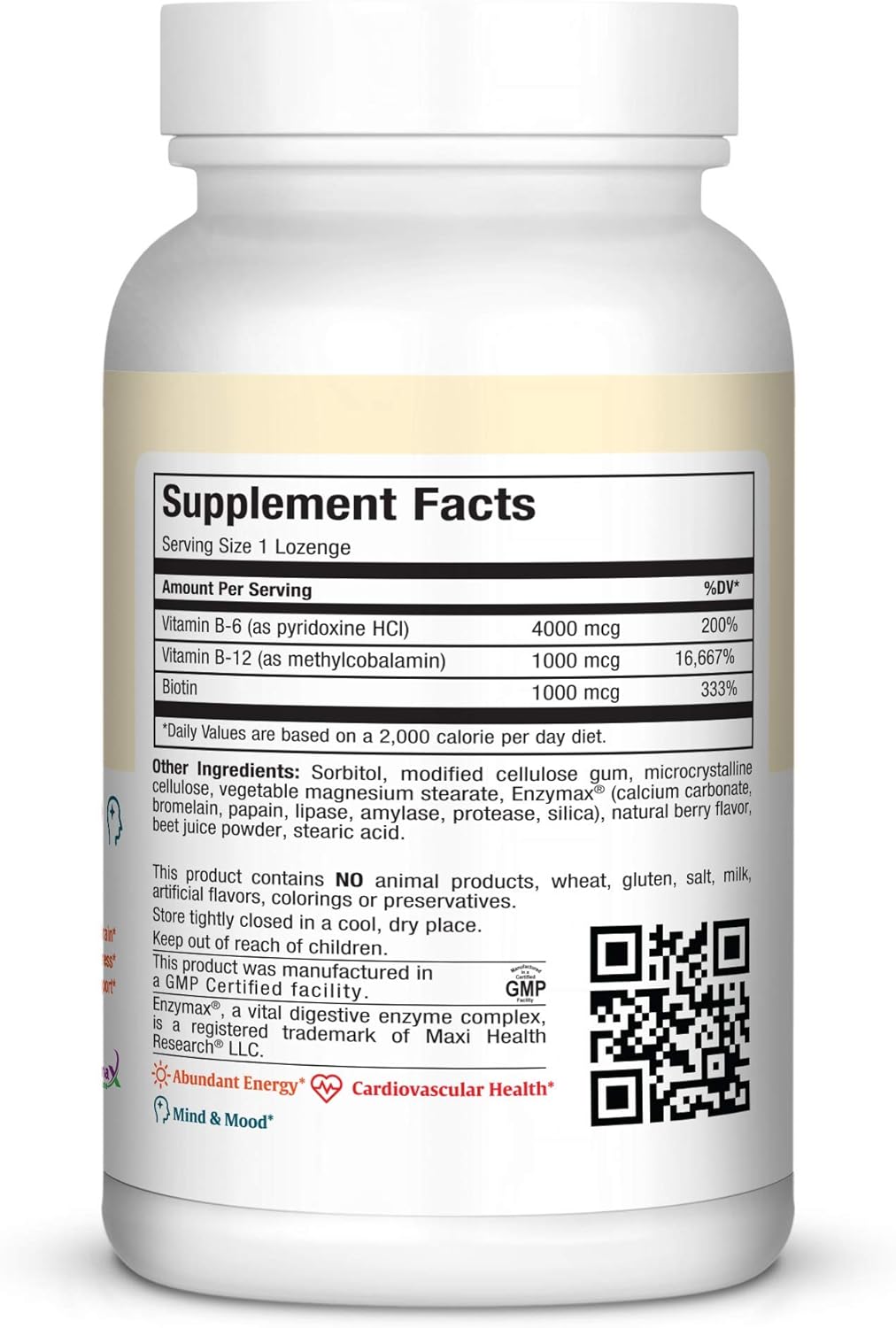 Strawberry Flavored Maxi Health Triple B Lozenges with Vitamin B12, B6, and Biotin - 90 Chewies, Kosher