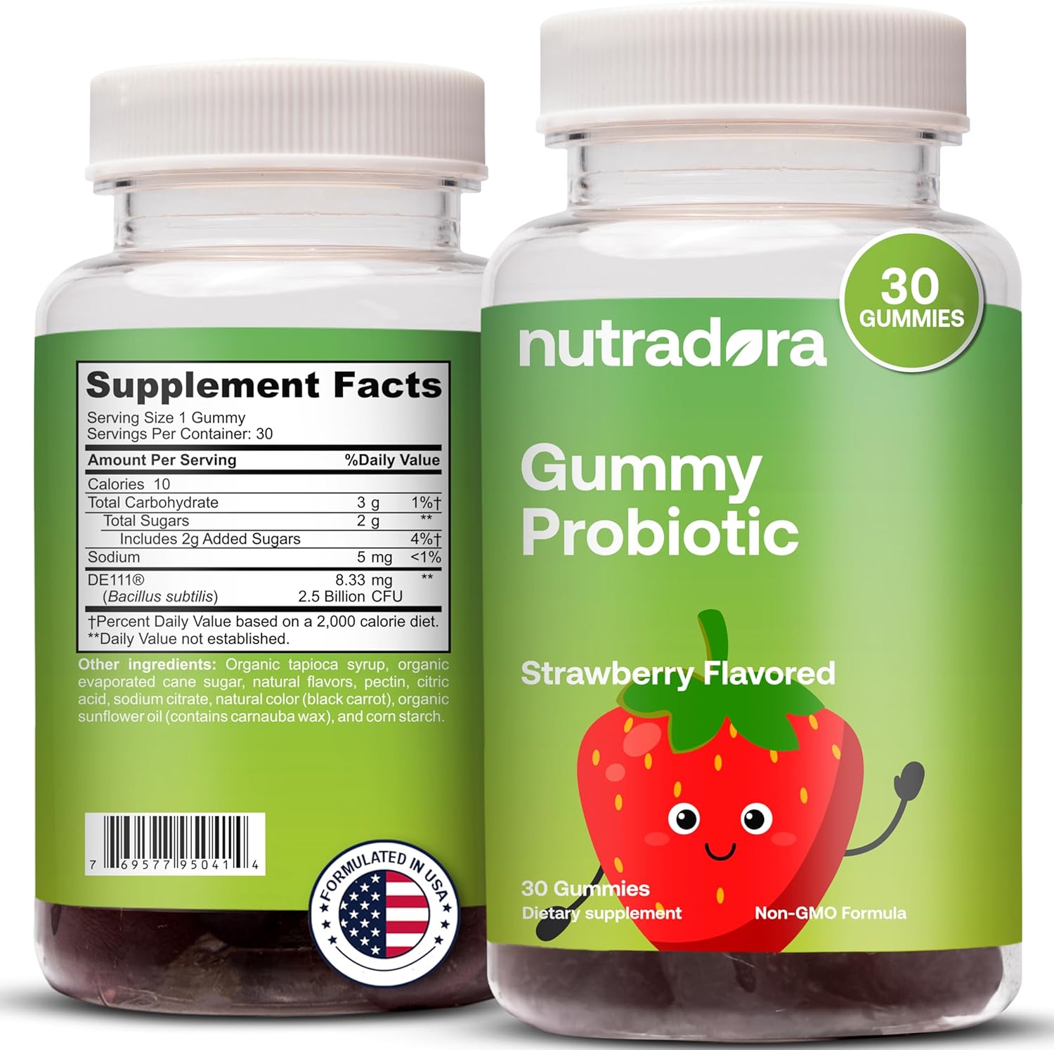 Strawberry Flavored Probiotic Gummies for Kids - Digestive & Immune Support, 2.5 Billion CFU, Non-GMO, Made in USA, 30 Gummies