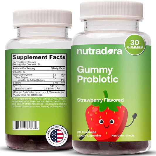 Strawberry Flavored Probiotic Gummies for Kids - Digestive & Immune Support, 2.5 Billion CFU, Non-GMO, Made in USA, 30 Gummies