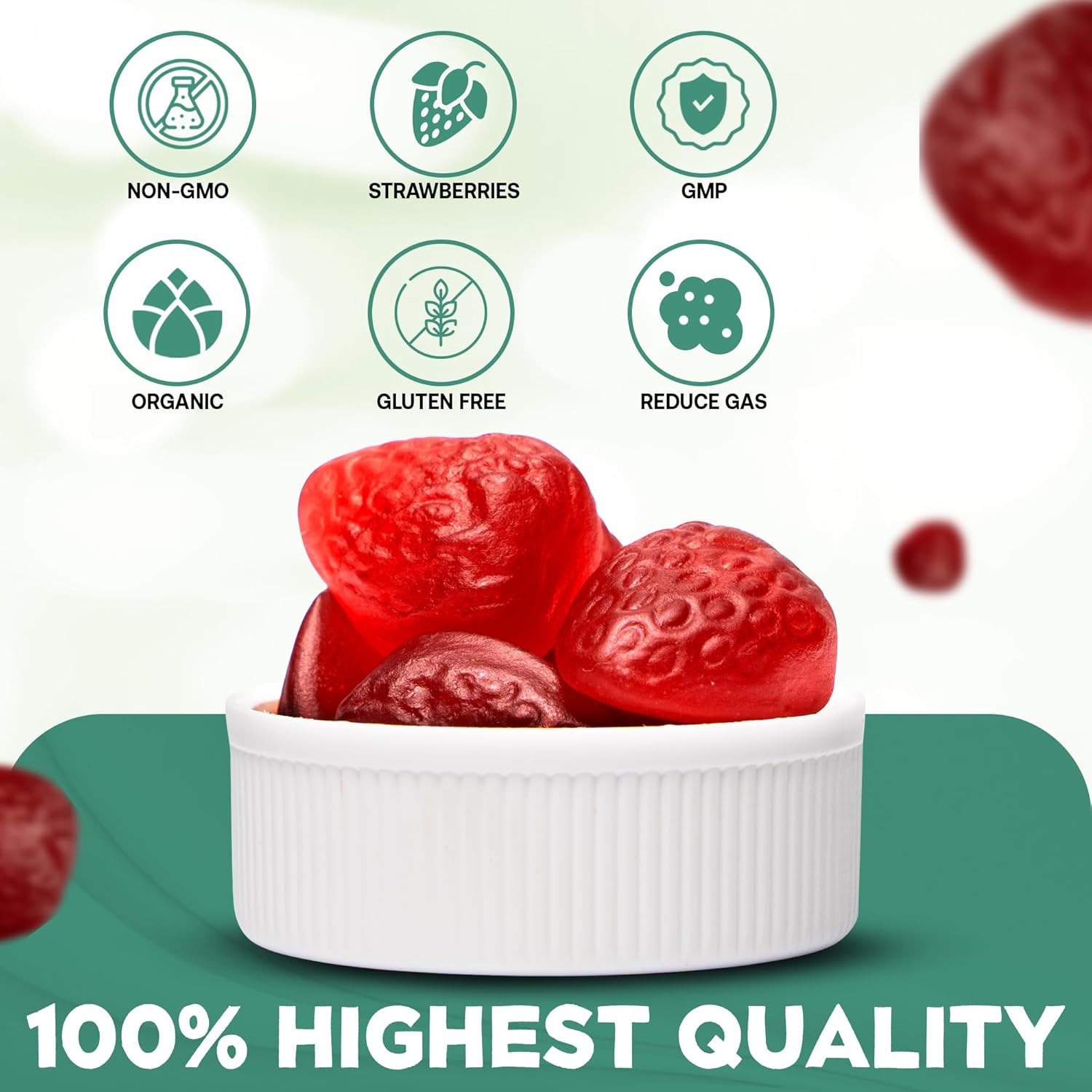 Strawberry Flavored Probiotic Gummies for Kids - Digestive & Immune Support, 2.5 Billion CFU, Non-GMO, Made in USA, 30 Gummies