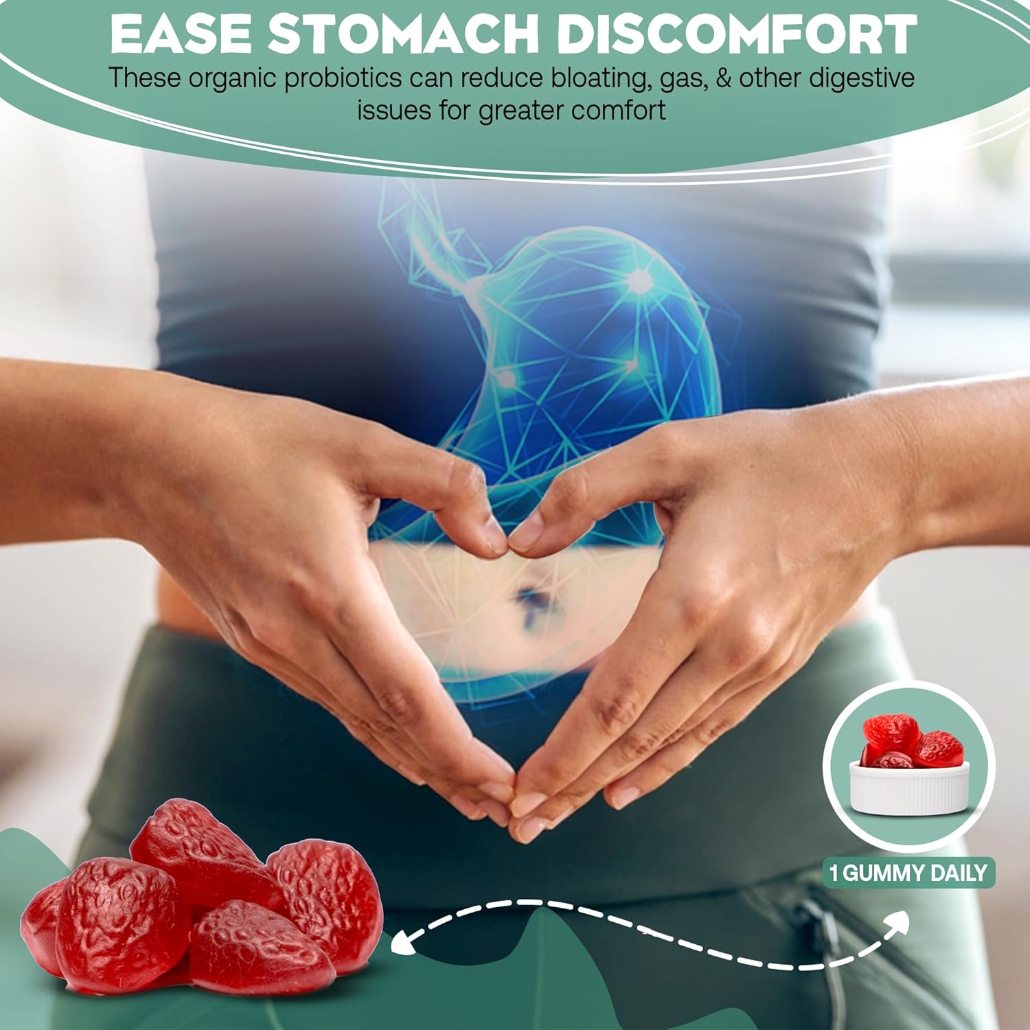 Strawberry Flavored Probiotic Gummies for Kids - Digestive & Immune Support, 2.5 Billion CFU, Non-GMO, Made in USA, 30 Gummies