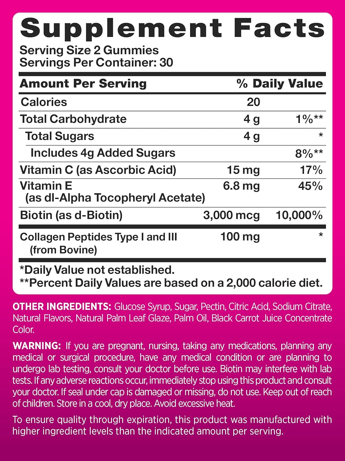 Strawberry Hair Skin Nails Gummies with Collagen & Biotin - 60 Count for Women | Non-GMO & Gluten Free