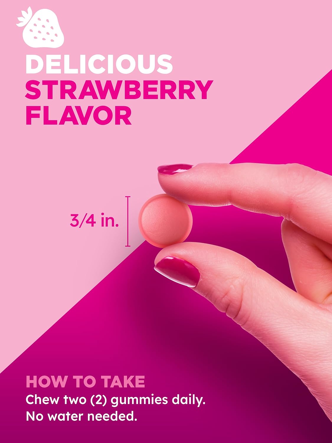Strawberry Hair Skin Nails Gummies with Collagen & Biotin - 60 Count for Women | Non-GMO & Gluten Free