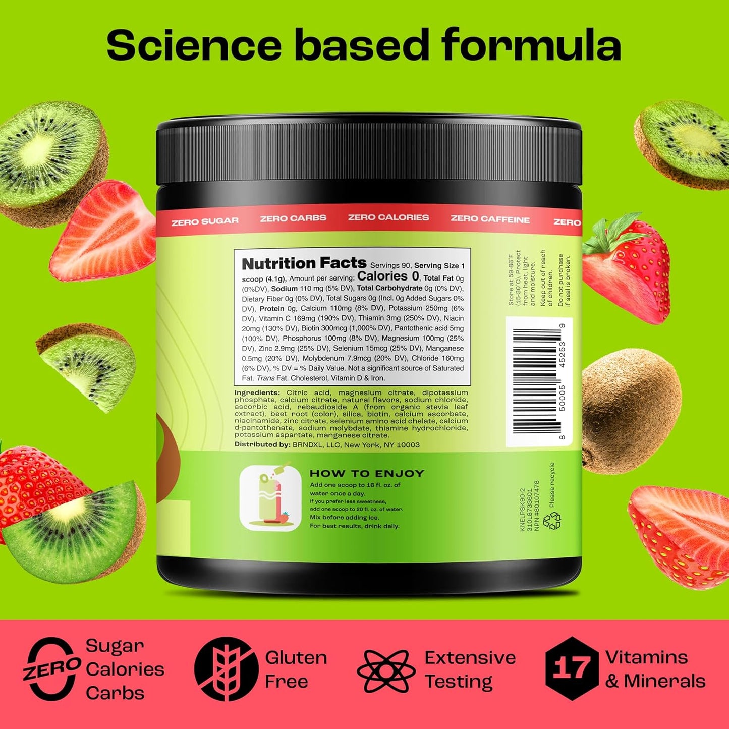 Strawberry Kiwi & Pink Lemonade Electrolyte Multivitamin Powder Bundle - Sugar-Free Hydration Supplement - 90 Servings - USA Made