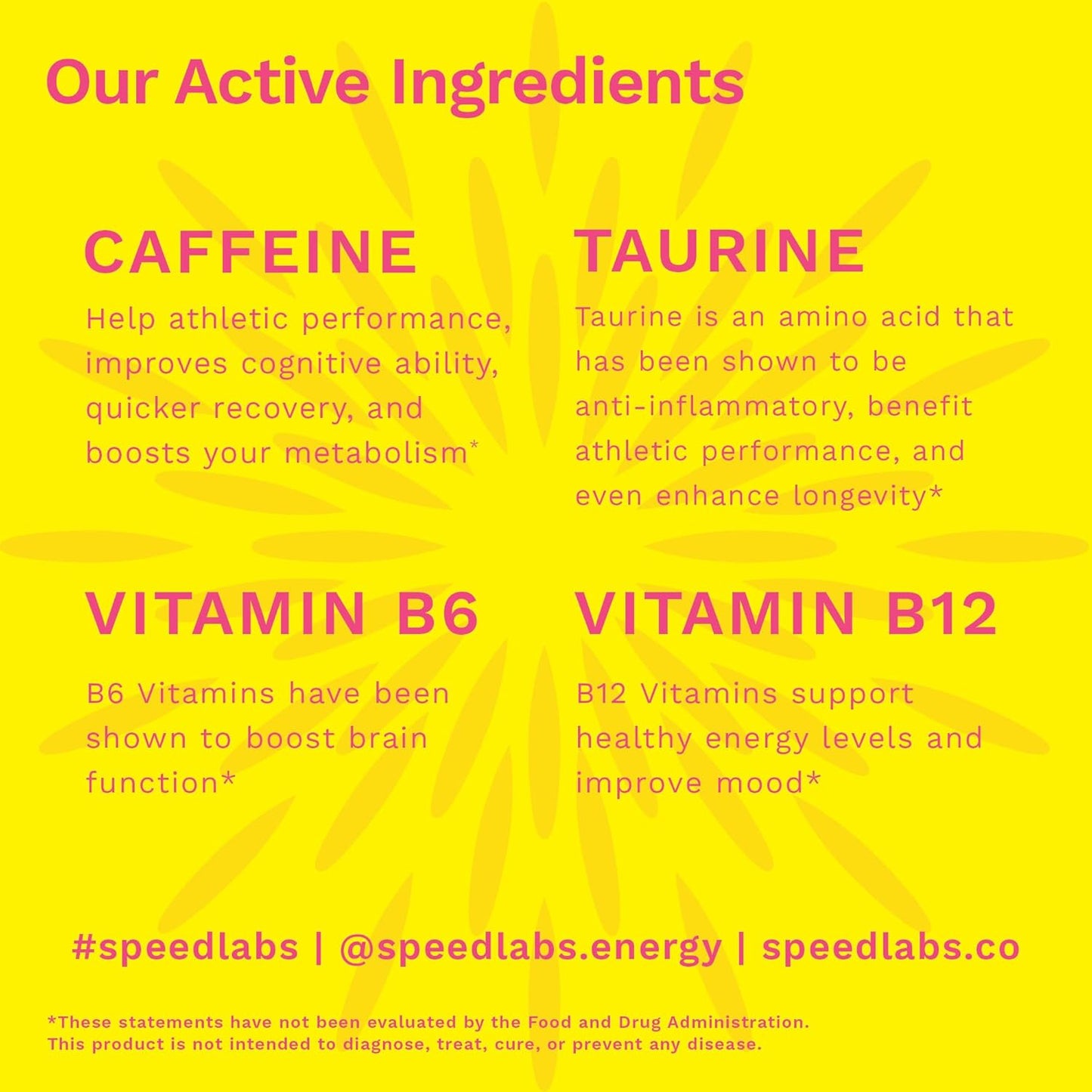 Strawberry Lemon Speed Labs Caffeine Energy Gummies - 25mg Caffeine, Taurine, B-Vitamins - Vegan, Gluten Free - 32 Pieces (8 Packs)