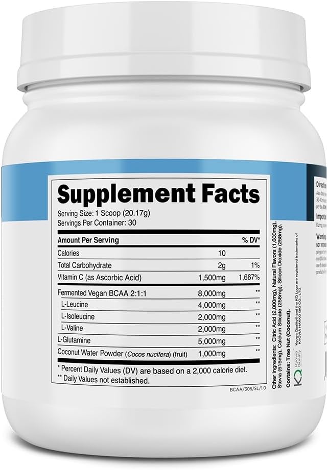 Strawberry Lemonade BCAA Glutamine Powder - 8000 Mg for Post-Workout Recovery & Muscle Growth - 30 Servings