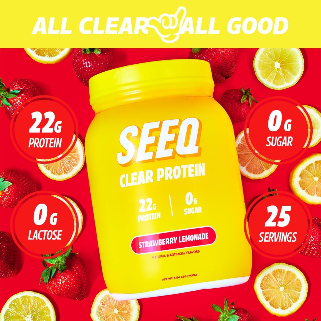 Strawberry Lemonade Clear Whey Isolate Protein Powder - 25 Servings, 22g Protein Per Serving - Lactose-Free, Sugar-Free, Keto-Friendly, Soy-Free - Post-Workout Juice-Like Protein