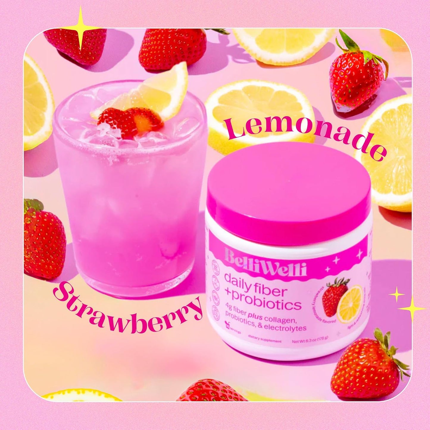 Strawberry Lemonade & Tropical Breeze Fiber Supplement Bundle with Collagen, Probiotics, Electrolytes - Promotes Digestive Health, Hydration, Skin Wellness - 32 Servings