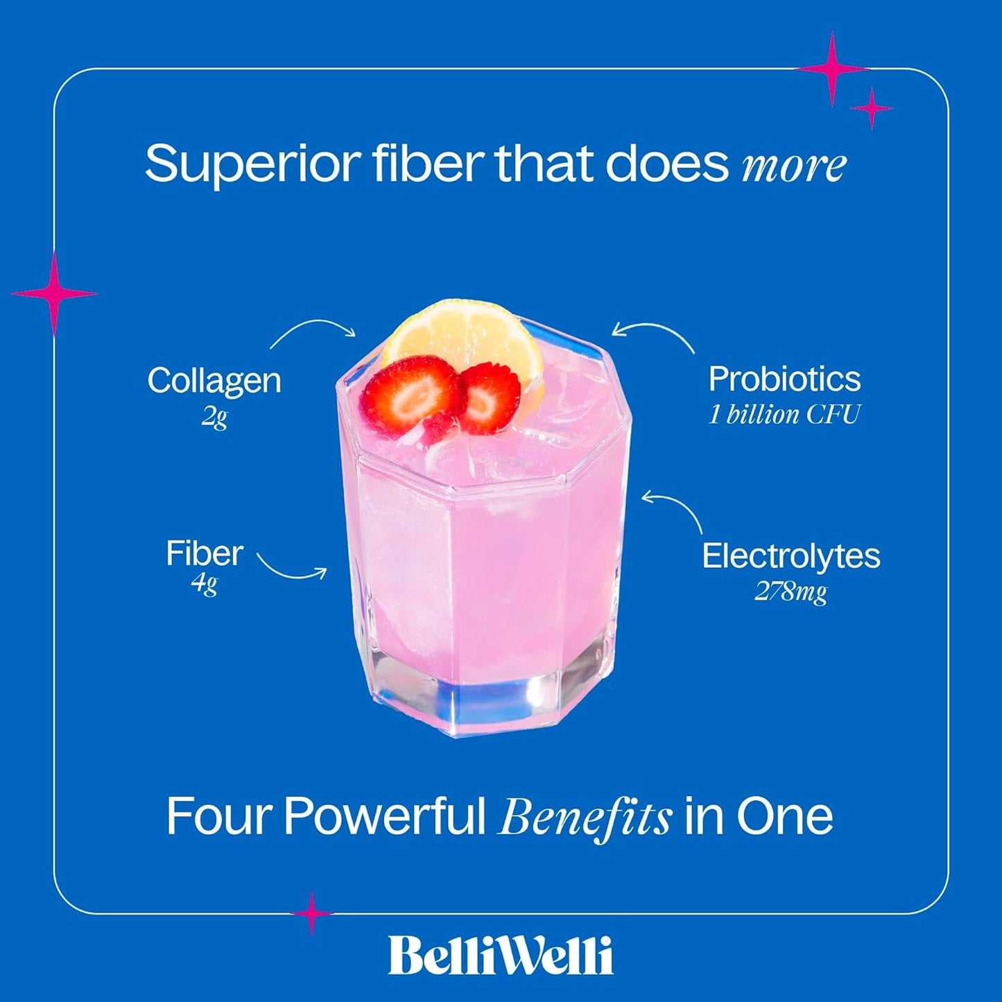 Strawberry Lemonade & Tropical Breeze Fiber Supplement Bundle with Collagen, Probiotics, Electrolytes - Promotes Digestive Health, Hydration, Skin Wellness - 32 Servings