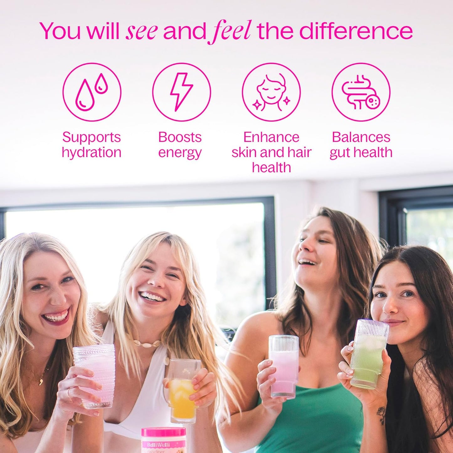 Strawberry Lemonade & Tropical Breeze Fiber Supplement Bundle with Collagen, Probiotics, Electrolytes - Promotes Digestive Health, Hydration, Skin Wellness - 32 Servings