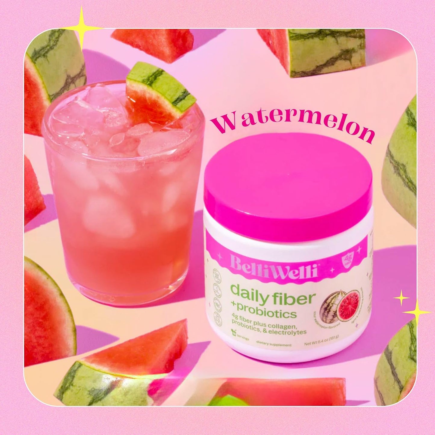 Strawberry Lemonade & Watermelon Fiber Supplement Bundle with Collagen, Probiotics & Electrolytes - 32 Servings for Balanced Wellness