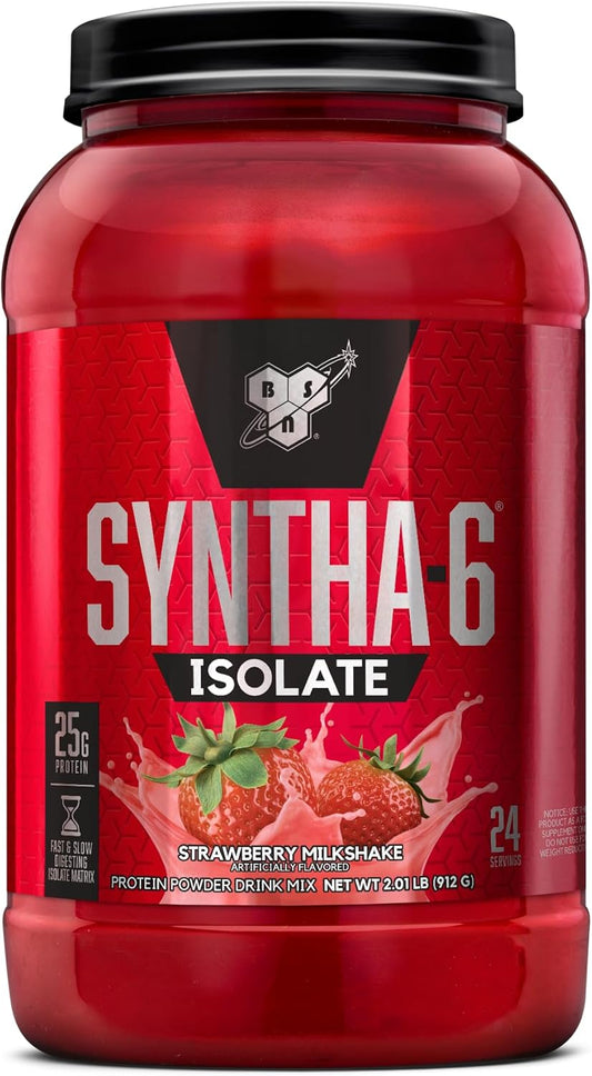 Strawberry Milkshake Protein Powder with Whey & Milk Protein Isolate - BSN SYNTHA-6 Isolate, 24 Servings